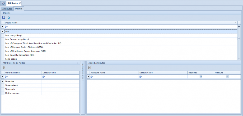 List of attributes – Comarch ERP Standard 2022.0 Knowledge Base