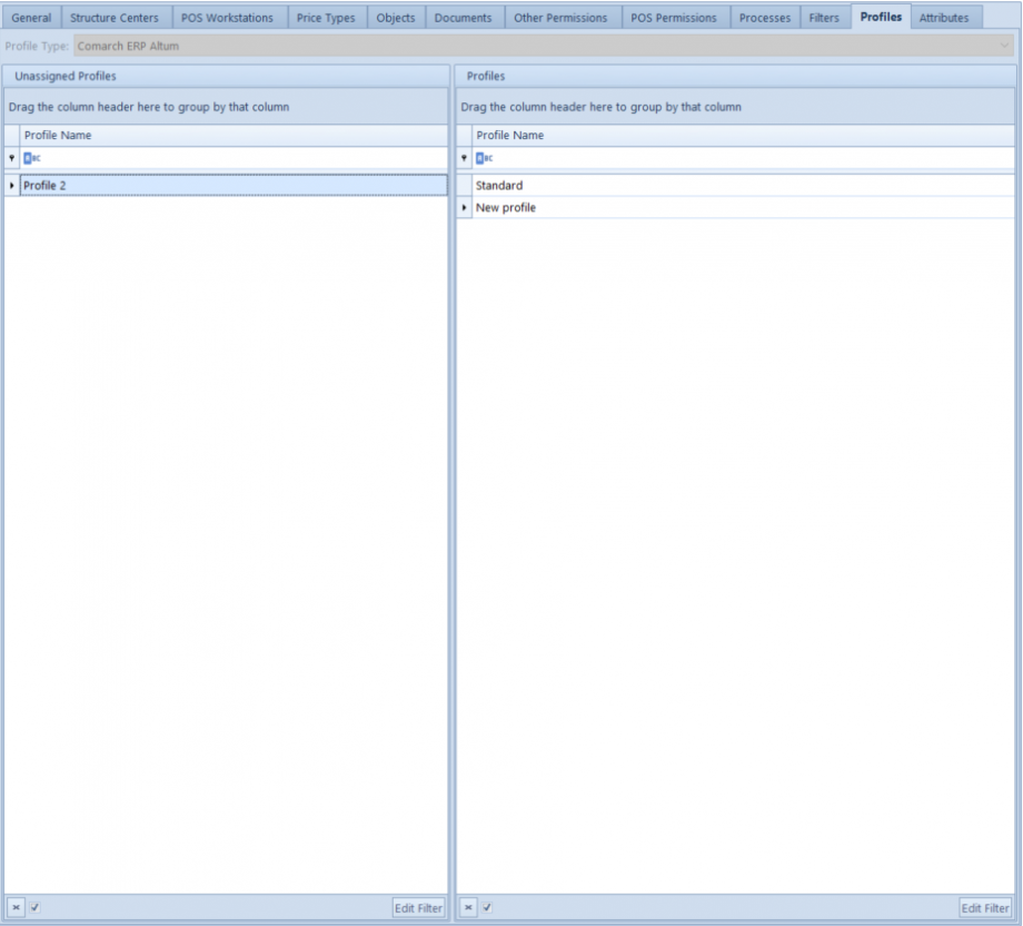 Assignment of profiles to user groups – Comarch ERP Standard 2025.0 ...