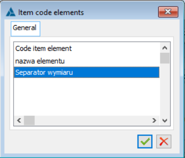 Window of product code elements.