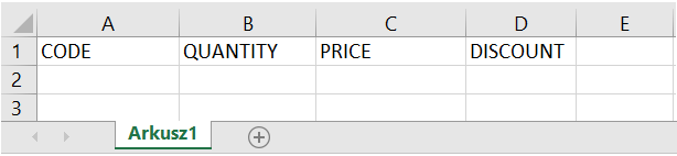 Template for a goods import sheet for notepad.