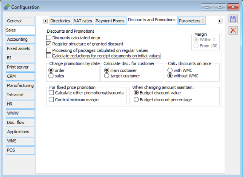 Configuration, Discounts and Promotions tab