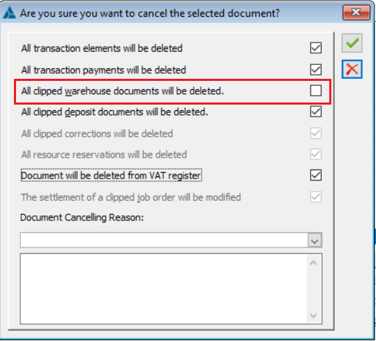 Options for cancelling a commercial sales document without cancelling the WM/ZWM document