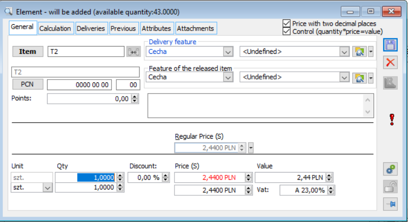 Sales invoice document item.