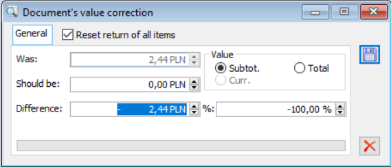 Document value adjustment.