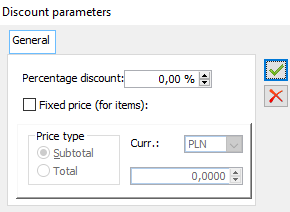 Window: Discount parameters