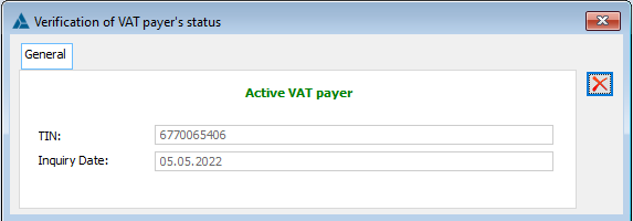 Contractor’s VAT verification result.