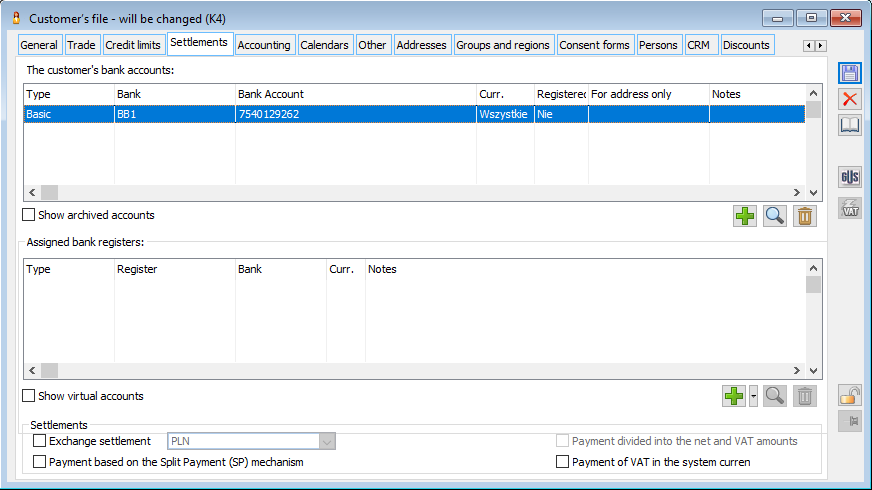 Contractor’s card, tab: Settlements