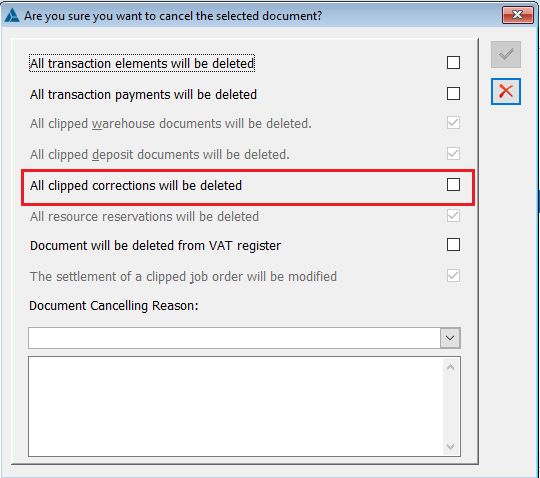 Option to cancel documents bundled during cancellation of a (Z)FSK collective correction