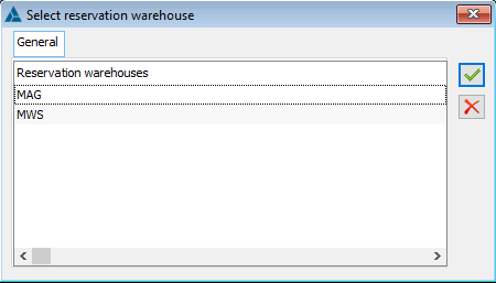 Selection of reservation warehouse