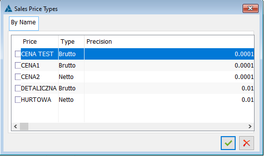 Window: Sales price types