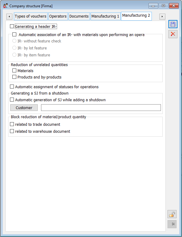 Rights structure edition, tab Production 2