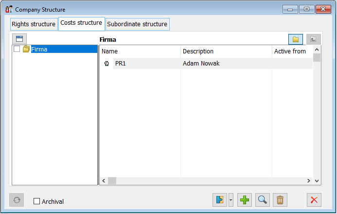 Company’s structure, tab: Cost structure