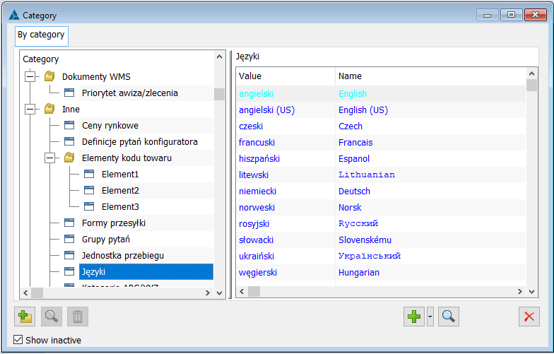 List of foreign languages in the category dictionary