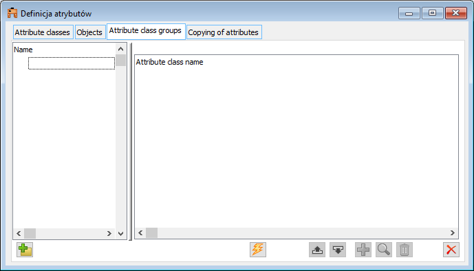 Attributes definition, tab: Groups of attribute classes