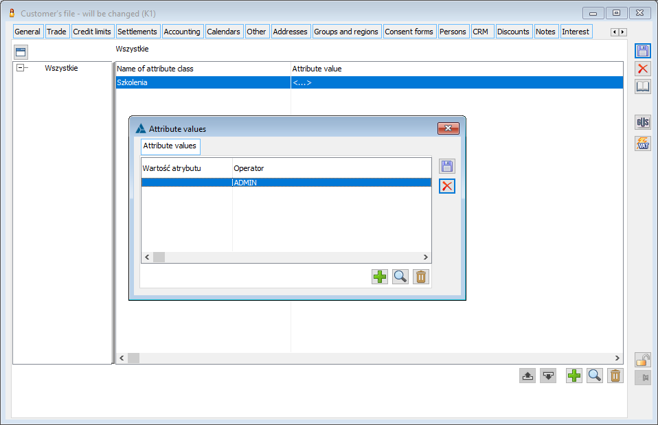 View of values for a multi-valued attribute, assigned to a contractor