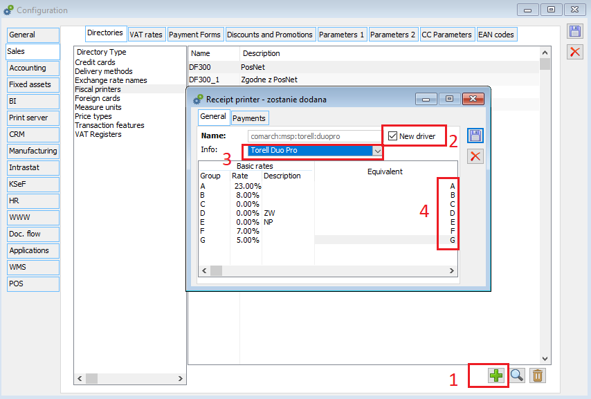 Adding a new driver in the system configuration