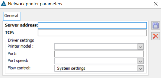 Network printer parameters