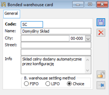 Bonded warehouse card