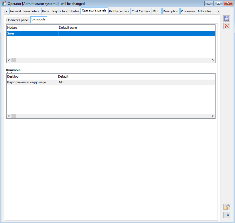 Operator, tab: Operator’s dashboards, by module