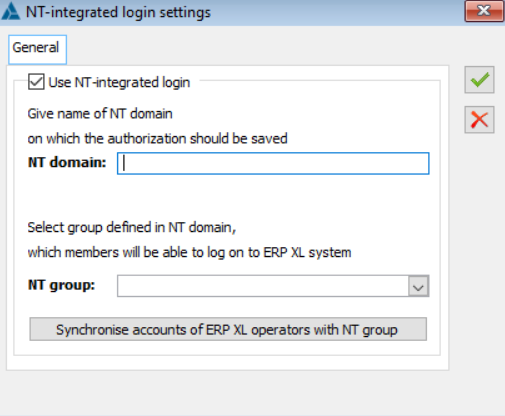 NT-integrated login settings