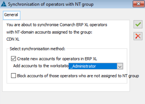 Synchronization of operators with NT group