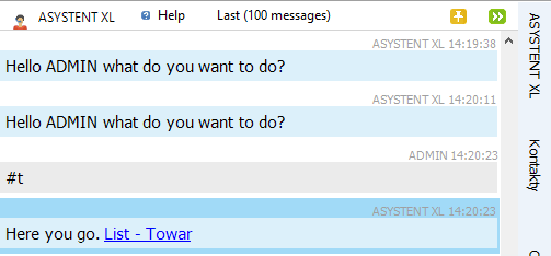 Conversation window – Assistant XL