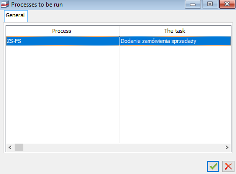 The list of processes to be started, when starting a process in the window: Employee mailbox