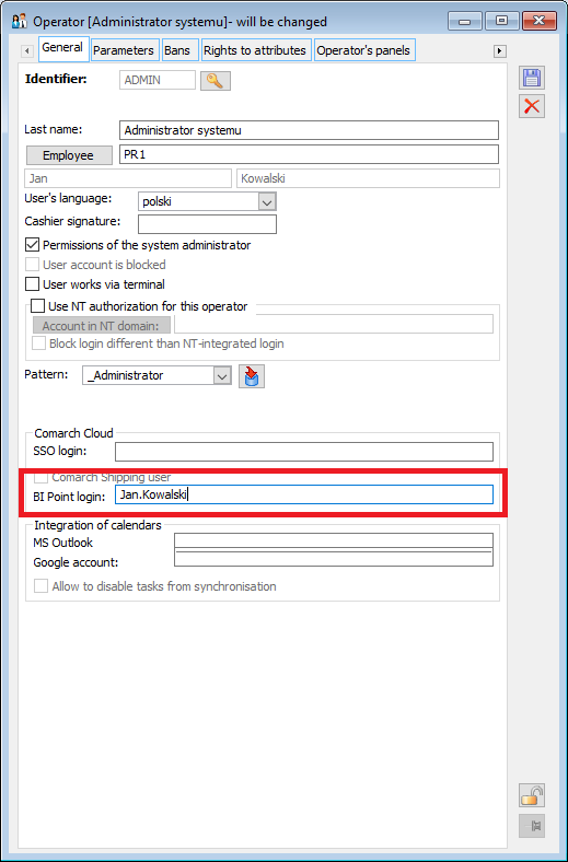 Assigning a BI Point login