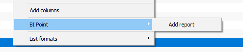 List of BI Point reports