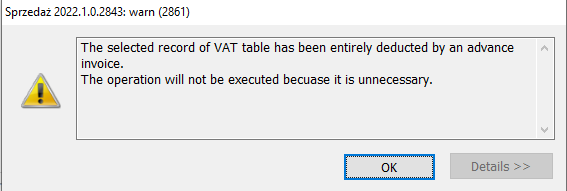 Sales invoice, VAT tab, messages displayed when selected: Generate differential VAT.