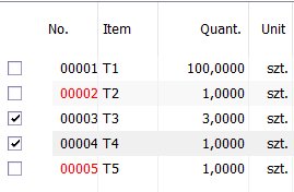 Selecting items before transferring