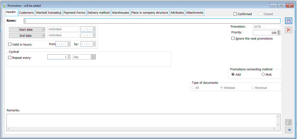 Transaction value-based promotion: Header