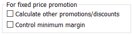 Parameters for the Fixed price promotion type