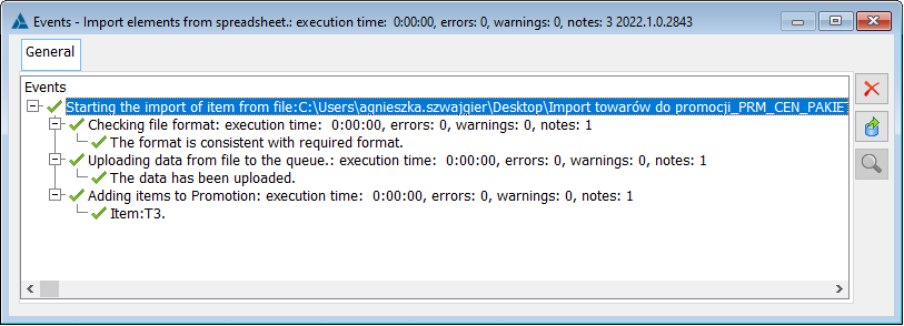 Import of goods for promotion: Data validation during import – correct import.