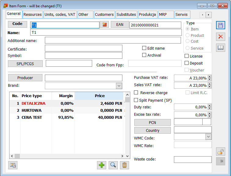 The types of prices defined on the product card that can be selected for the following promotions: Initial price.